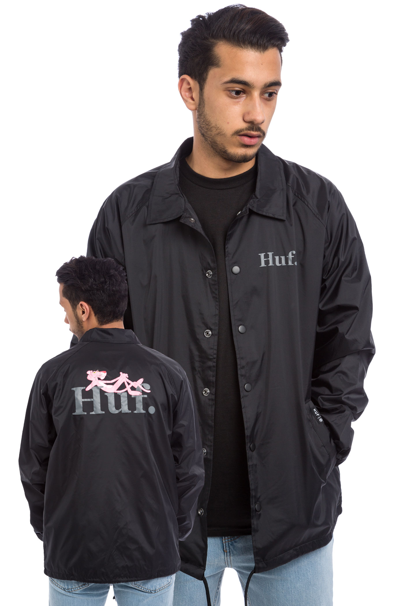 HUF x Pink Panther Coach Jacke black kaufen bei skatedeluxe