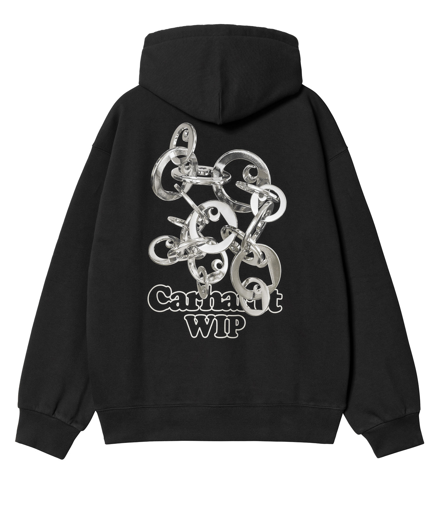Carhartt WIP Charm Link Hoodie black silver stone washed Herren L