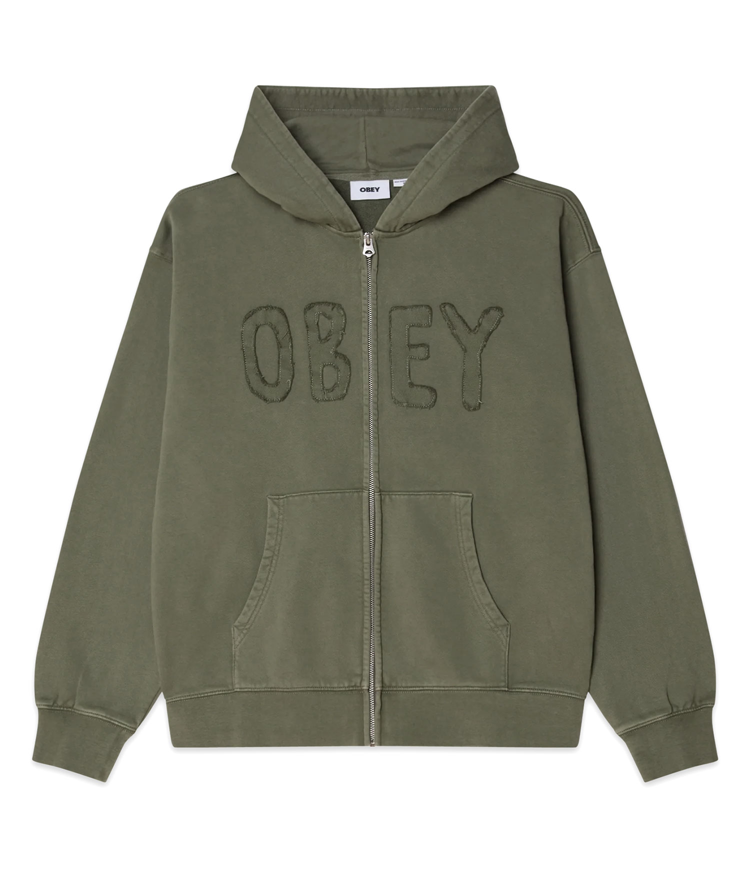 Obey Hybrid Faded Zip-Hoodie deep lichen green faded wash Herren L