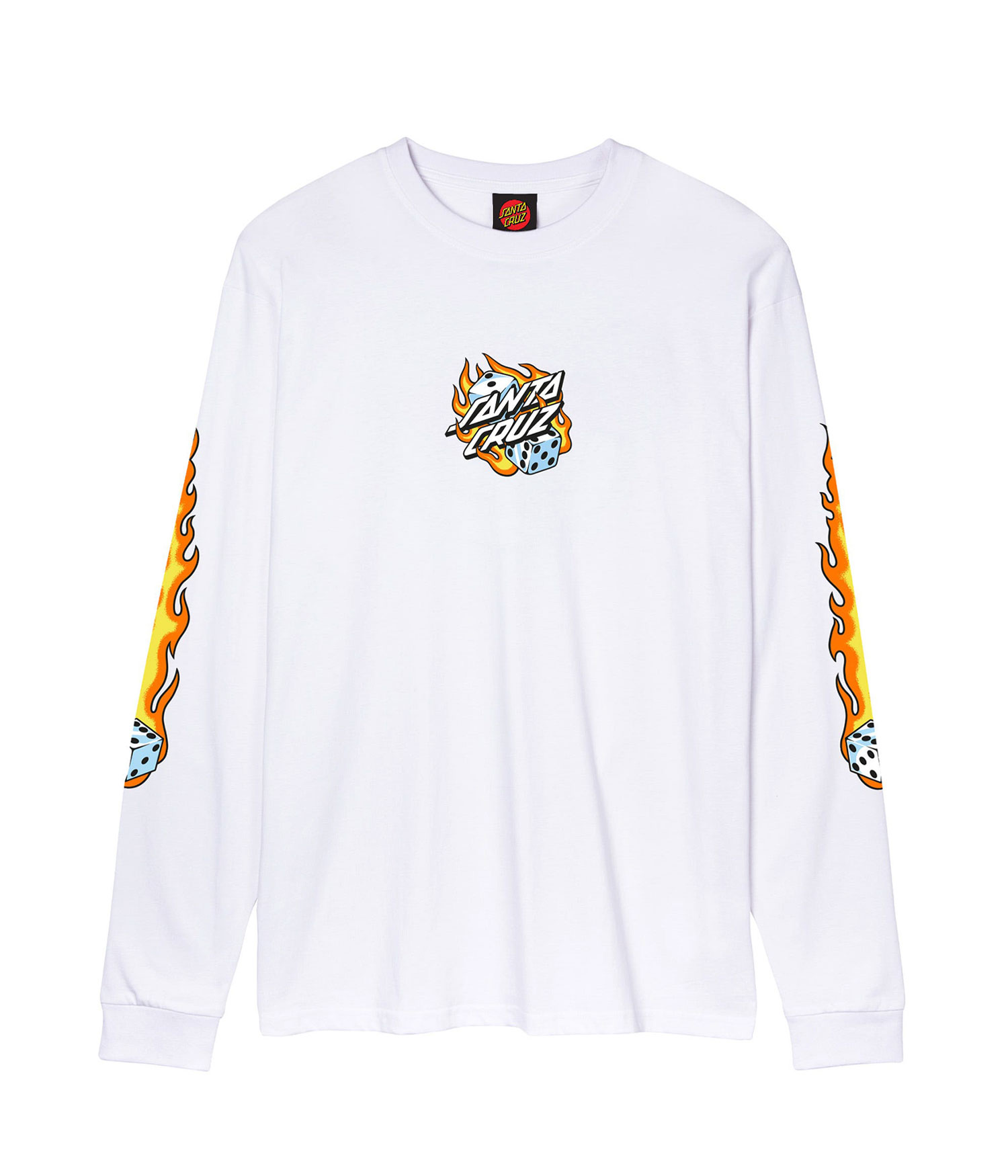 Santa Cruz Flaming Dice Dot Front Longsleeve white Herren XL