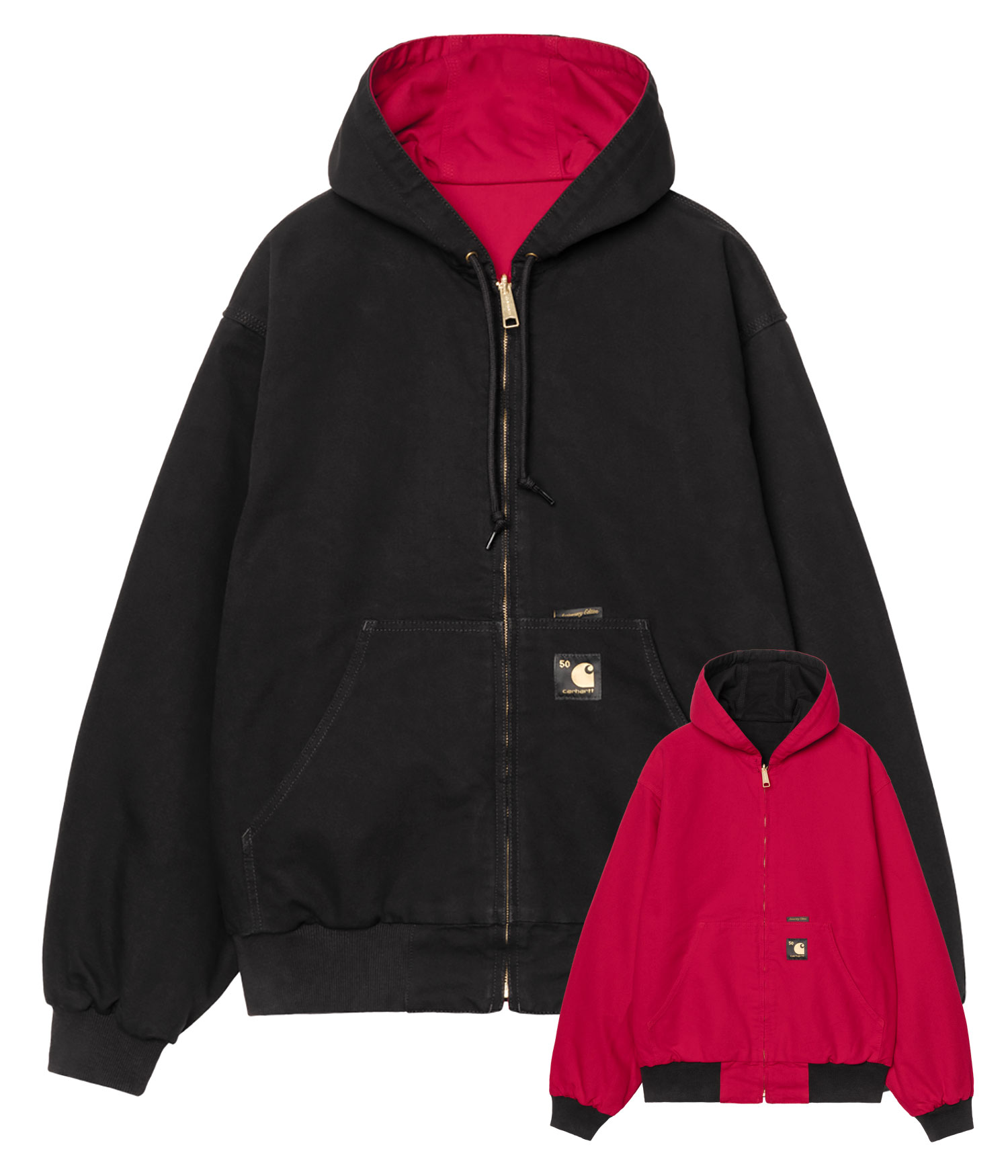 Carhartt WIP 50 Years Anniversary OG Active Canvas Jacke black usa red rinsed Herren S