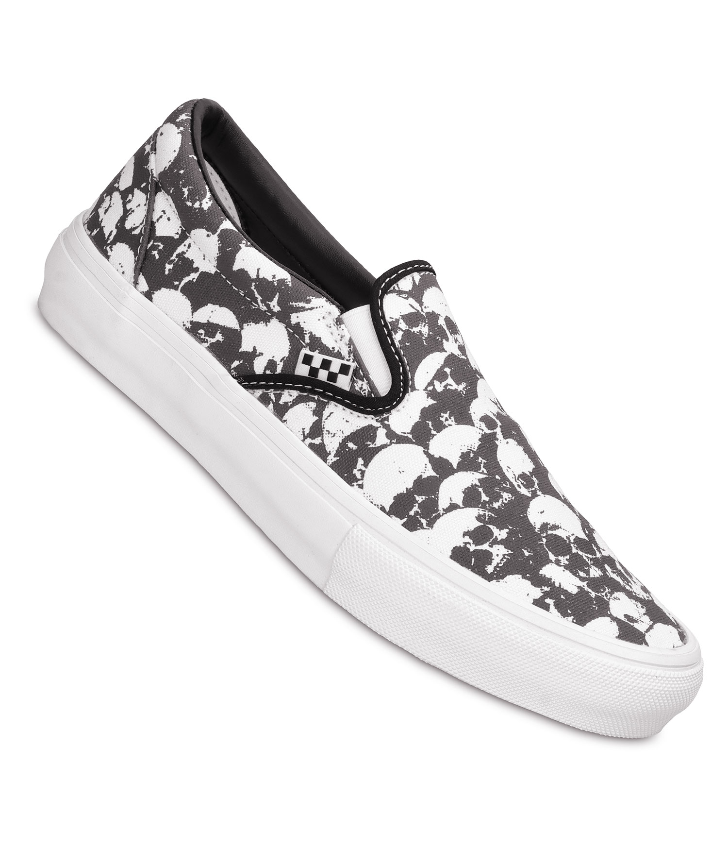 Vans Skate Slip-On Skull Pile Schuh black white gum Herren US 7.5