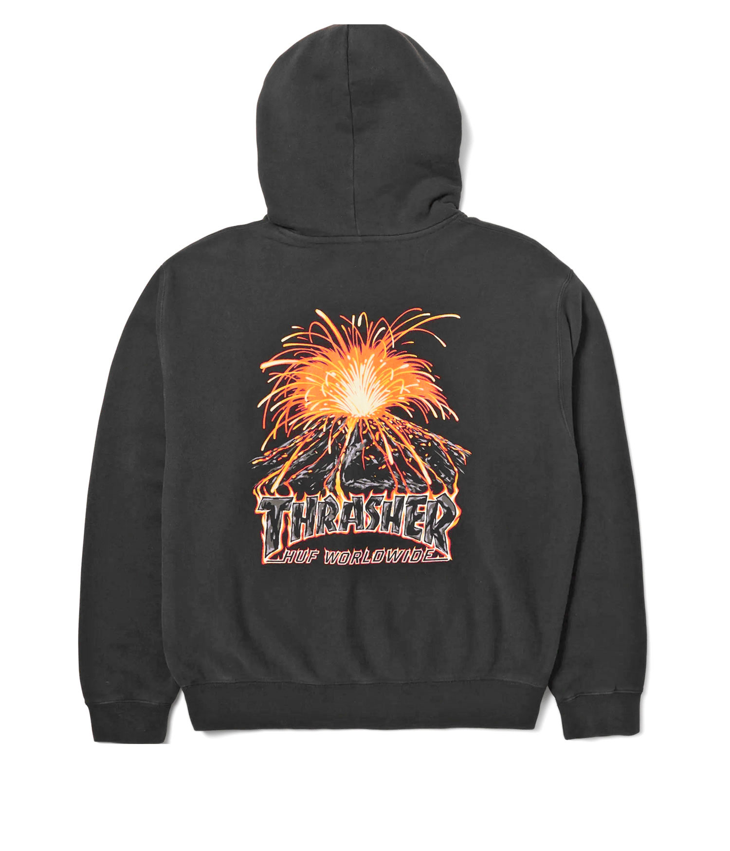 HUF x Thrasher Meltdown Heavyweight Hoodie washed black Herren M
