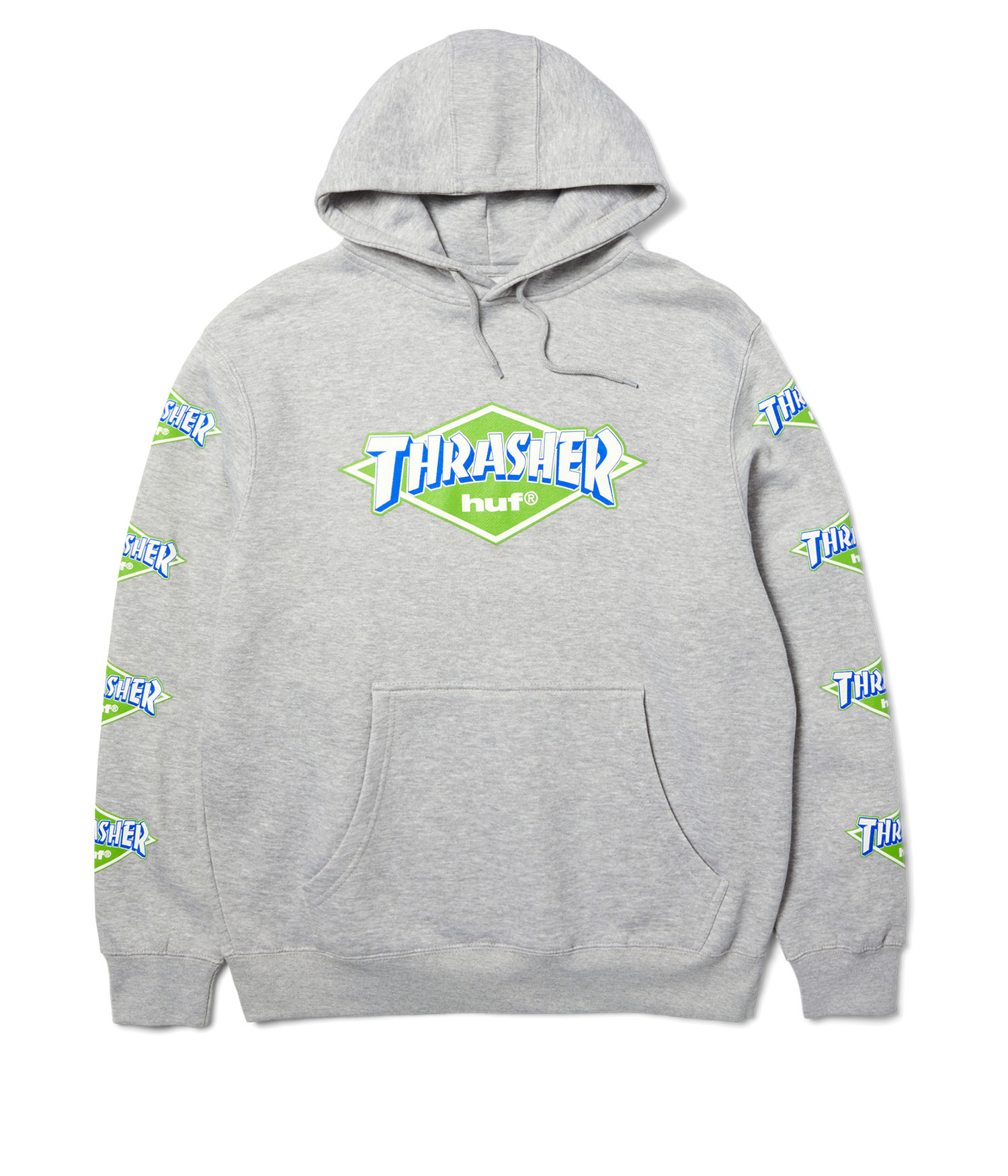 HUF x Thrasher Logo Hoodie heather grey Herren L