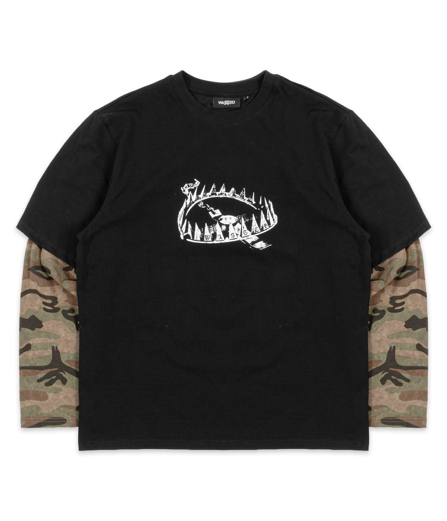 Wasted Paris Trap T-Age Longsleeve black olive khaki camo Herren XL