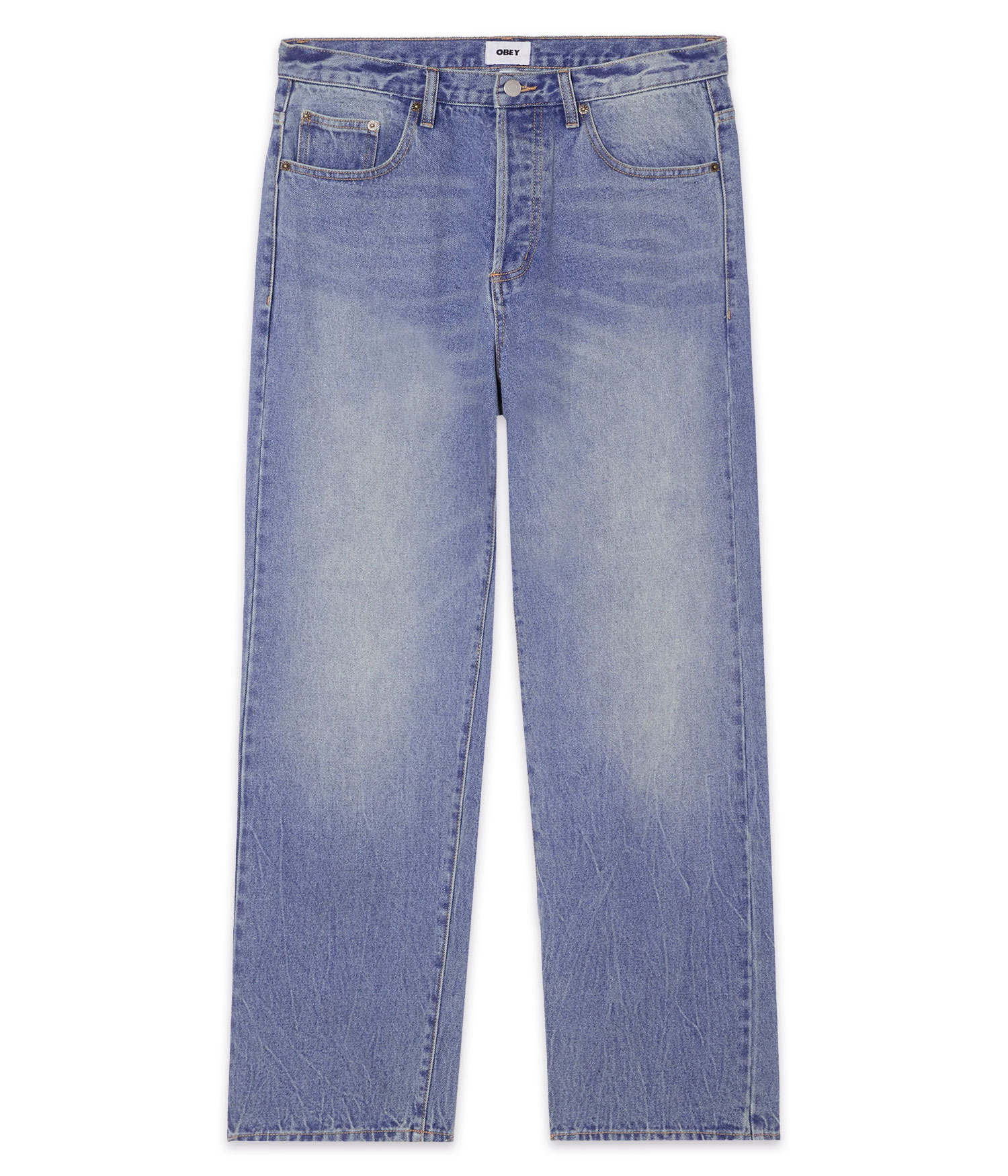 Obey Boxcar Straight Jeans heavy vintage indigo Herren W38