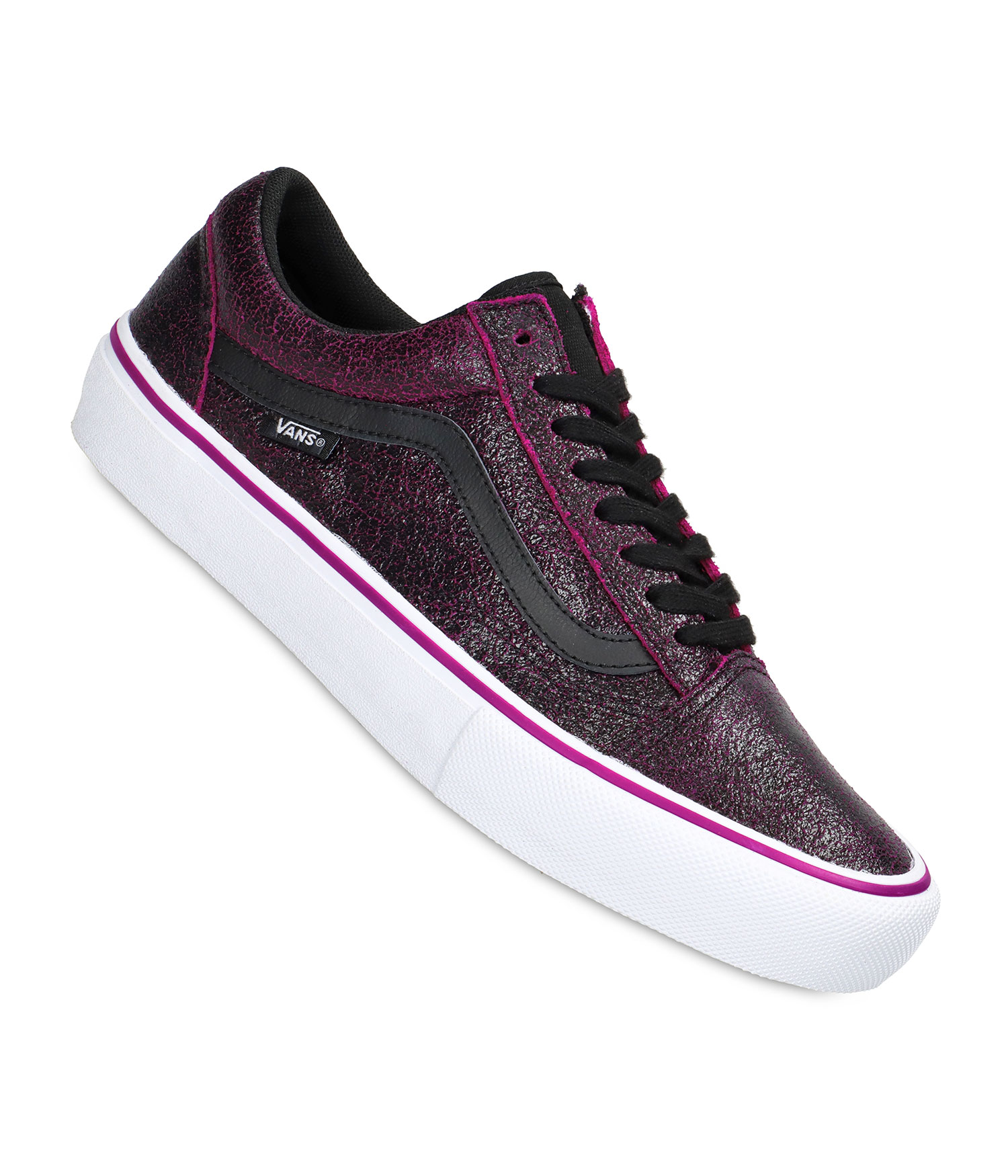 Vans Skate Old Skool Cracked Leather Schuh black purple Herren US 7.5