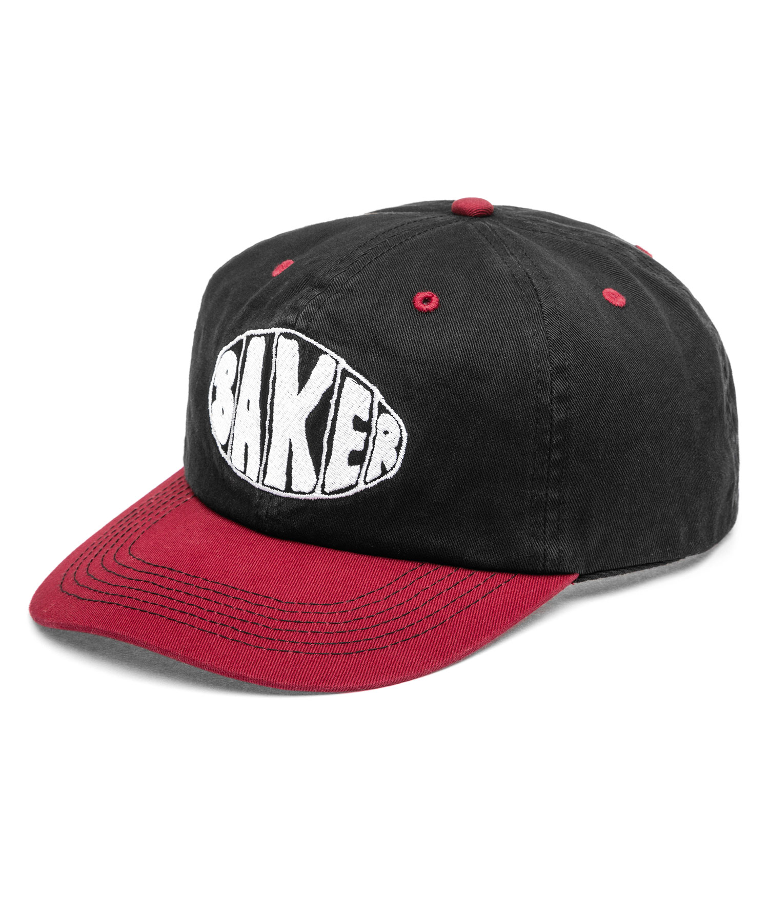 Baker Sprayed Oval Snapback Cap black red