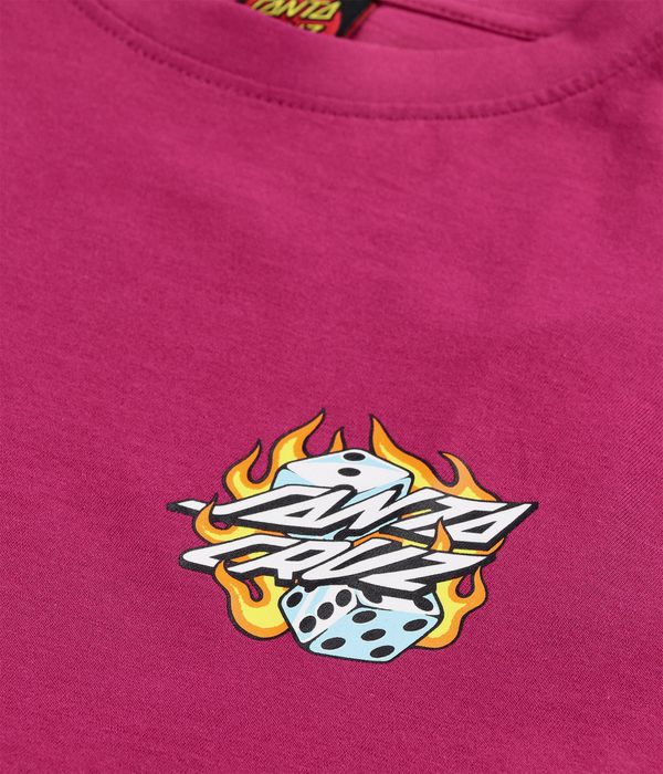 Santa Cruz Flaming Dice Dot Chest T-Shirt (burgundy)