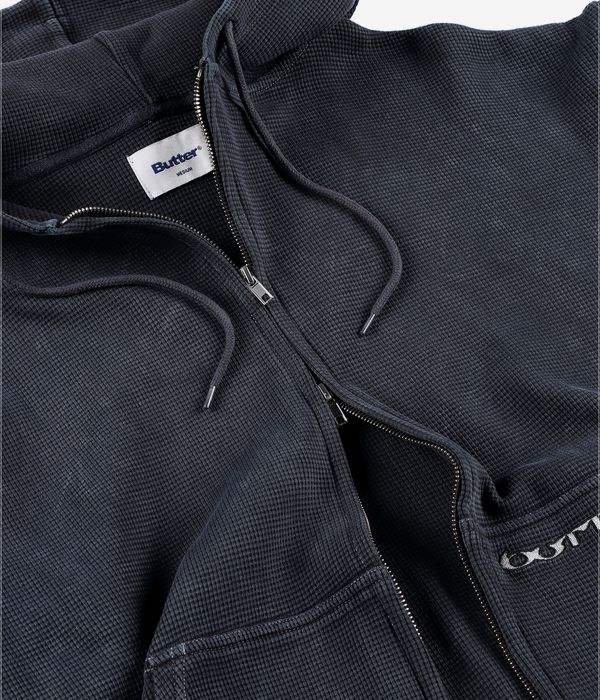 Butter Goods Waffle Zip-Hoodie (black overdye)