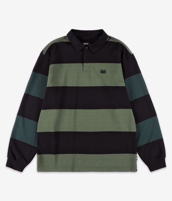 Vans 2 Tone Stripe Ward Rugby Longues Manches (black green balsam)