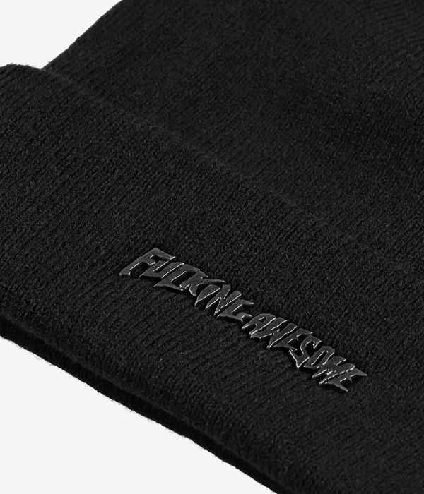 Fucking Awesome Metal Stamp Logo Cuff Beanie (black)