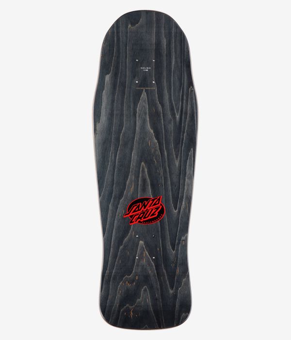 Planche de skateboard Santa Cruz Winkowski Primeval Pro Shaped 10,34 pouces, vue de dessus complète : surface noire imitant le grain du bois avec le logo « Santa Cruz » rouge centré ; image épurée de studio, fond blanc.