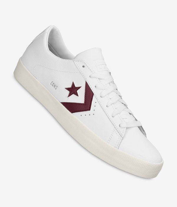 Converse CONS Leather PL Vulc Pro Shoes (white deep bordaux egret)