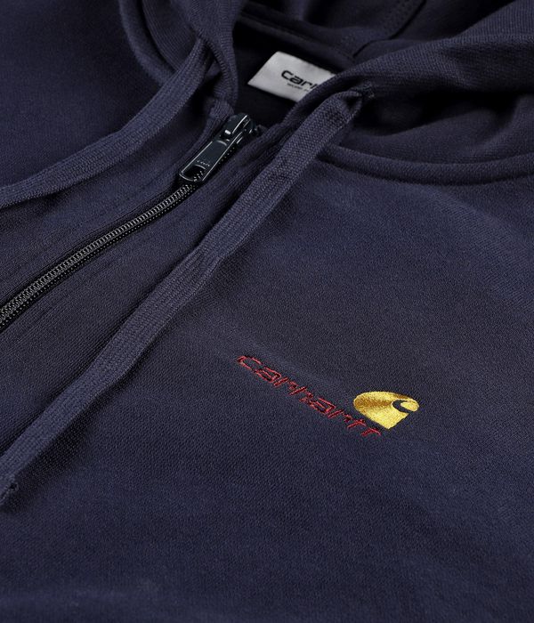 Carhartt WIP American Script Bluza z Kapturem na Zamek (deep night)