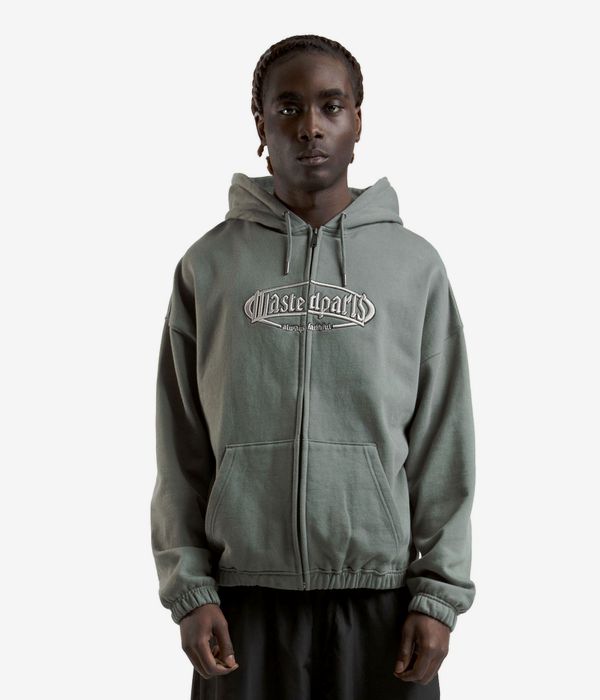 Wasted Paris Yard Boxy Felpa Hoodie con zip (loden green)