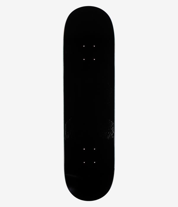 Fucking Awesome Dill Embossed Photo Shape #2 8.18" Skateboard Deck — full bottom view: solid black deck with tone-on-tone embossing and visible mounting holes; clean studio image; white background.
