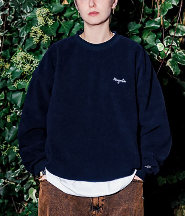 Magenta Script Sweatshirt (navy)