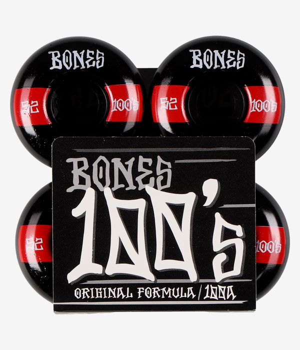 Bones 100's-OG #19 V4 Wielen (black red) 52mm 100A 4 Pack
