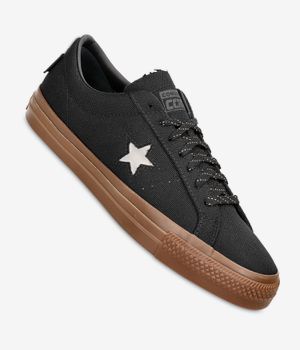 Converse One Star Pro Cordura Canvas Shoes (black white dark gum)