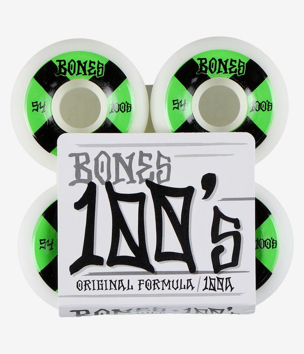 Bones 100's-OG #4 V5 Rouedas (white green) 54mm 100A Pack de 4