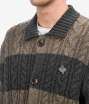 RVCA Chefs Kiss Cardigan (camel charcoal heather stripe)