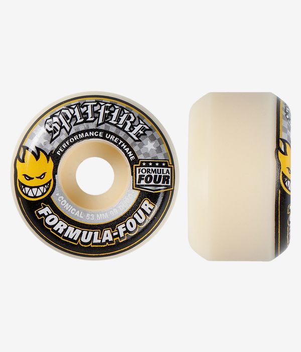 Spitfire Formula Four Conical Wheels (white yellow) 53 mm 99A 4 Pack
