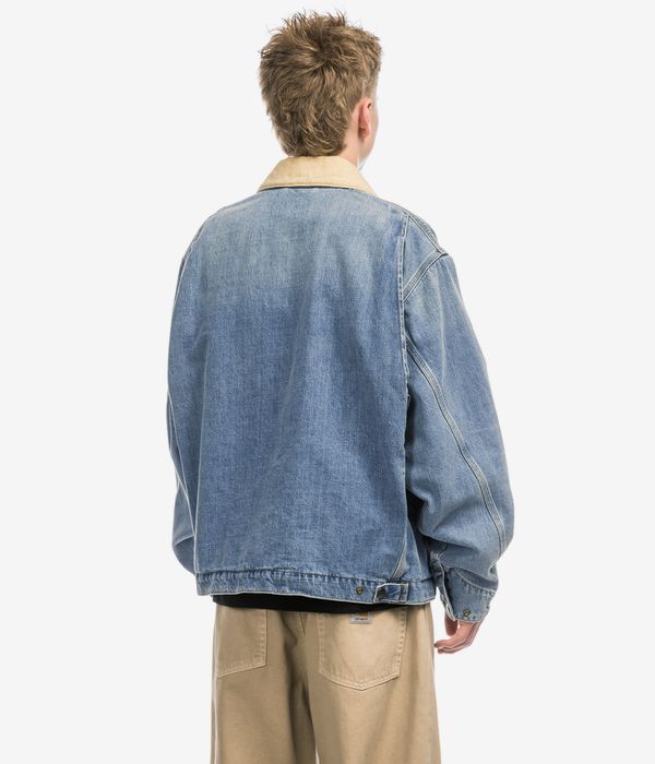 Carhartt WIP OG Detroit Cotton Camano Veste (blue dusty h brown burst washed)