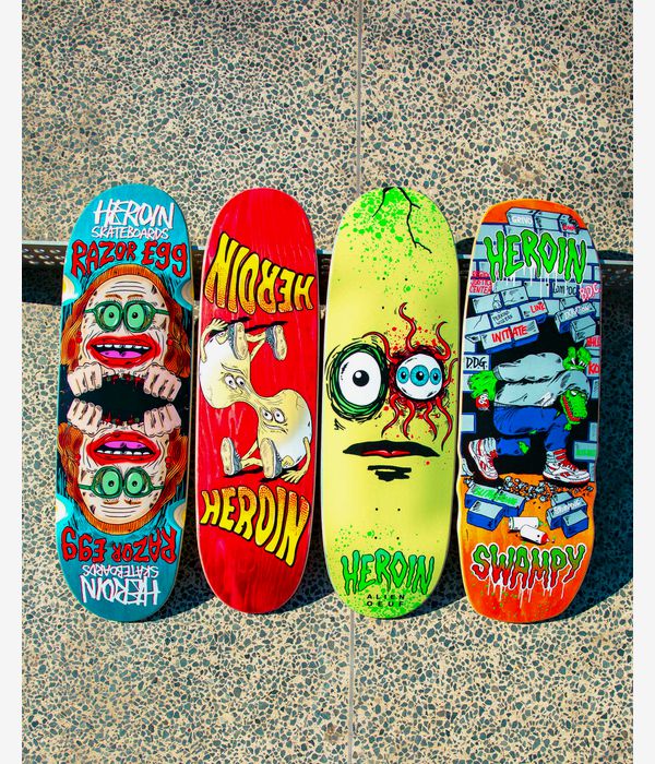 Heroin Skateboards Auntie Razoregg 9.75" Skateboard Deck (multi)