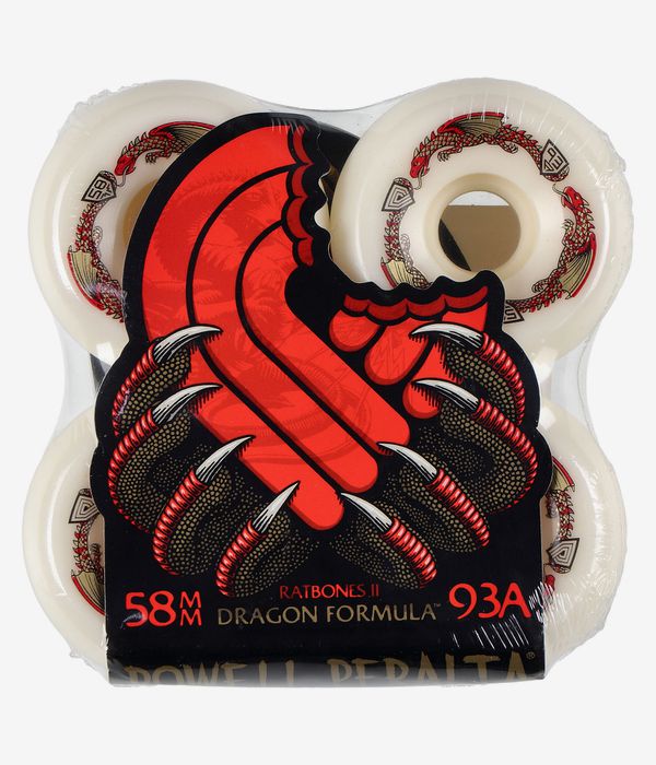 Powell-Peralta Dragons Ratbone II Symmetrical Narrow Ride Wheels (offwhite) 58 mm 93A 4 Pack
