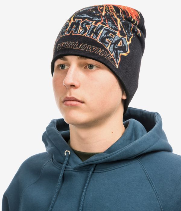 HUF x Thrasher Meltdcown Reversible Beanie (black)