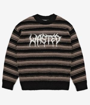 Wasted Paris Stripes Feeler Fuzzy Jersey (brown black fog white)