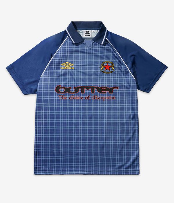 Butter Goods x Umbro Plaid Jersey T-Shirt (navy slate)