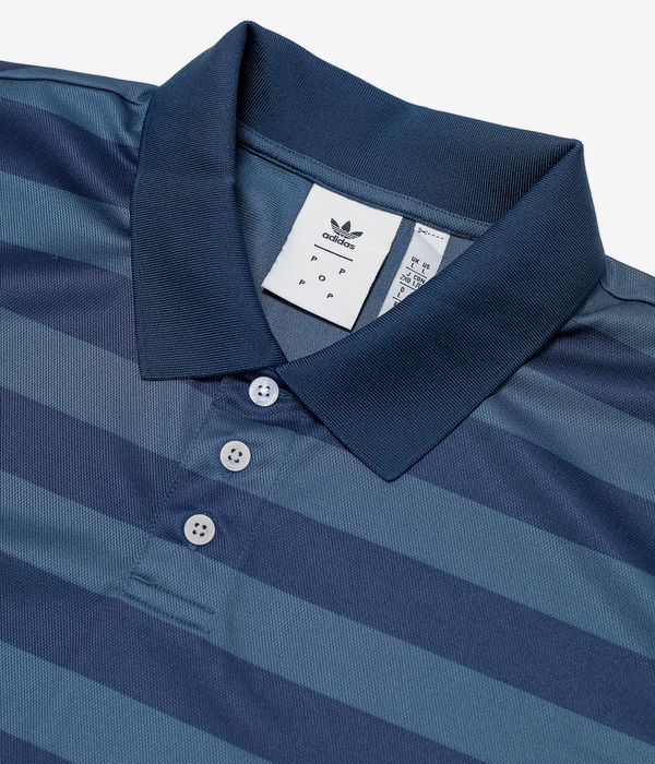 adidas x Pop Trading Company Stripe Polo-Shirt (navy collegiate)