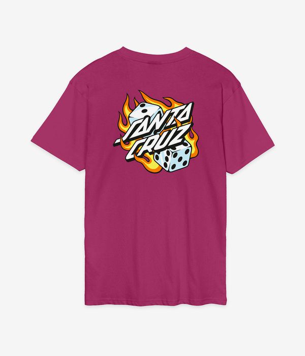 Santa Cruz Flaming Dice Dot Chest T-Shirt (burgundy)