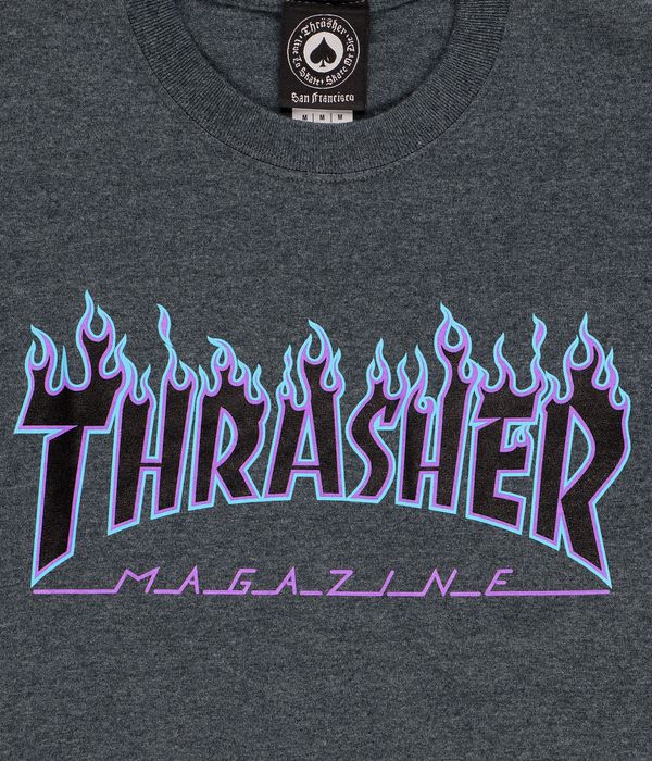 Thrasher Flame T-Shirty (dark heather blue purple)