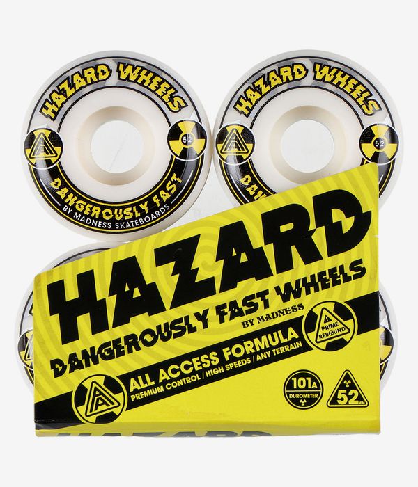 Madness Hazard Alarm Conical Wheels (white yellow) 52mm 101A 4 Pack