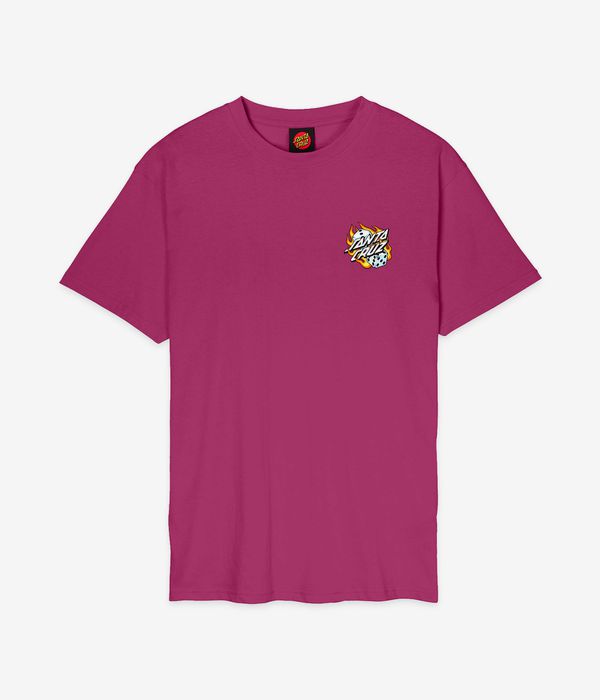 Santa Cruz Flaming Dice Dot Chest T-Shirt (burgundy)