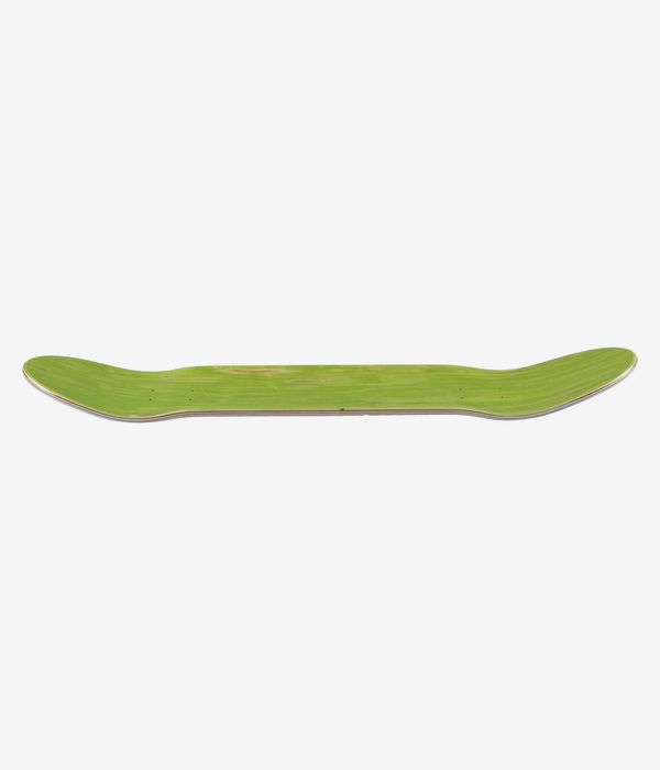 Jart Stay High The Weed Is Yours 8.5" skateboard deck — full-length profile view showing concave center, upturned nose and tail; deck painted green with natural wood edge accents. Clean Studio image; white background.