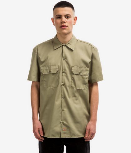 Dickies Short Sleeve Work Shirt Khaki Buy At Skatedeluxe