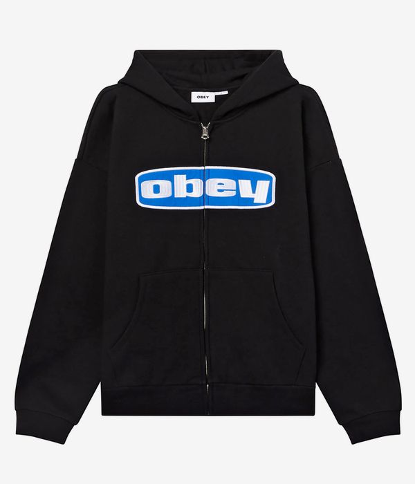 Shop Obey Boxed In Extra Zip Hoodie black online skatedeluxe