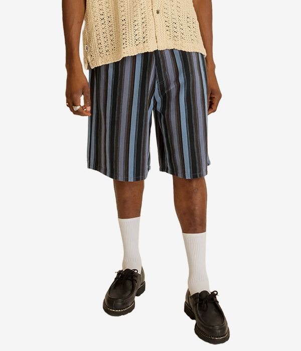 Obey Baja Stripe Baggy Denim Shorts (black multi)