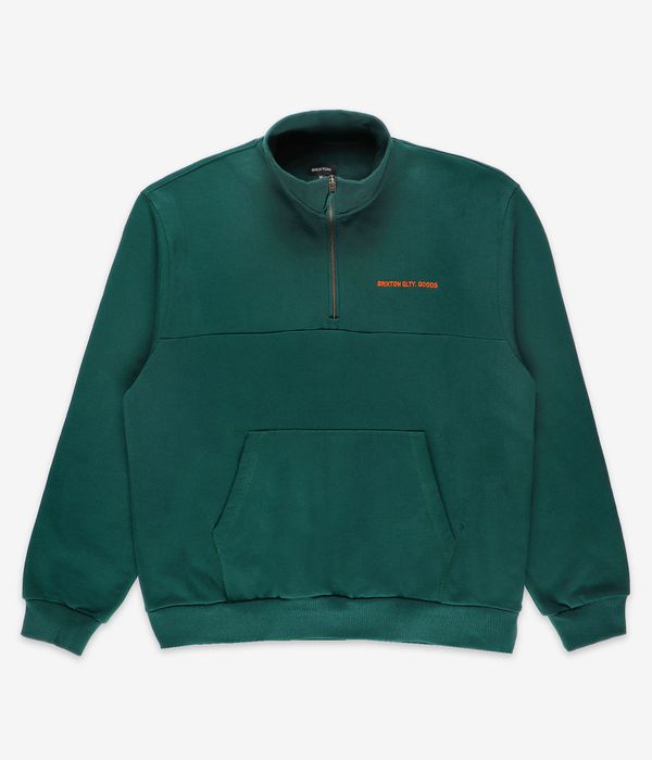 Brixton Embroidered Heavy Weight Half-Zip Sweatshirt (deep emerald)