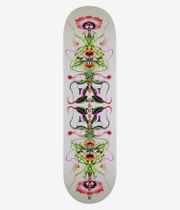 Planche de skateboard April Guy Mariano 8,5 pouces, vue de dessous — face inférieure blanche ornée d'un motif floral et d'yeux illustrés en vert, rouge et rose disposés verticalement, ainsi que du lettrage « Guy Mariano » à la verticale ; image studio nette ; fond blanc