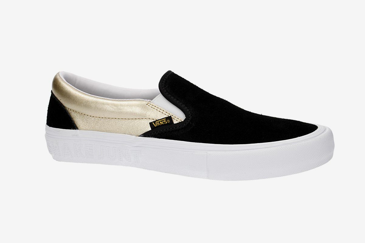 Shop Vans x Shake Junt Slip-On Pro Shoes (black gold) online | skatedeluxe