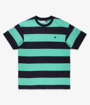 Carhartt WIP Dampier T-Shirt (stripe dark navy aqua green)