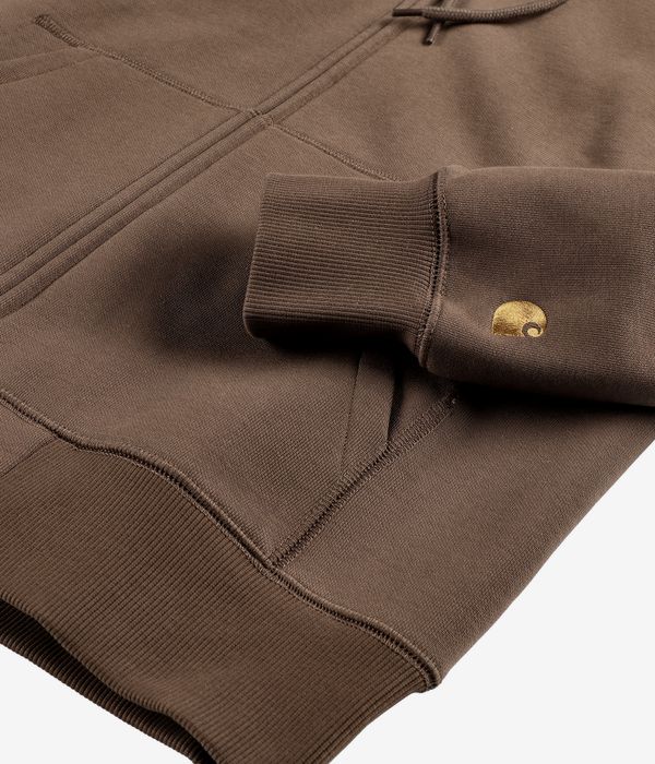 Carhartt WIP Chase Bluza z Kapturem na Zamek (chocolate gold)