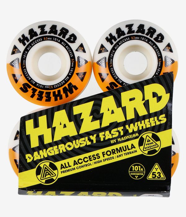 Madness Hazard Melt Down Radial Wheels (white orange) 53mm 101A 4 Pack