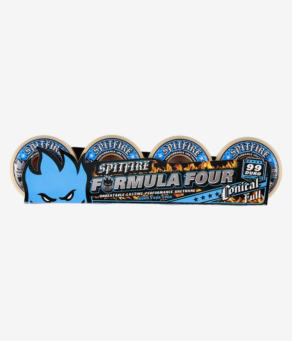 Spitfire Formula Four Conical Full Wheels (white blue) 53mm 99A 4 Pack