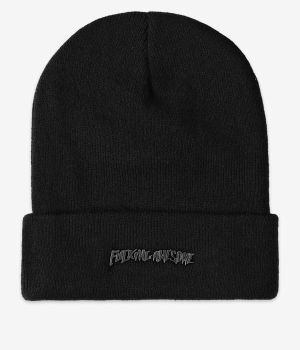 Fucking Awesome Metal Stamp Logo Cuff Beanie (black)